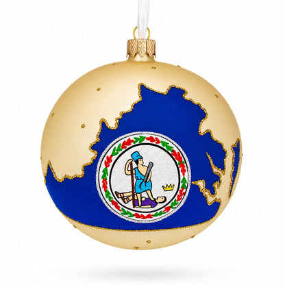 Virginia State, USA Glass Ball Christmas Ornament 4 Inches