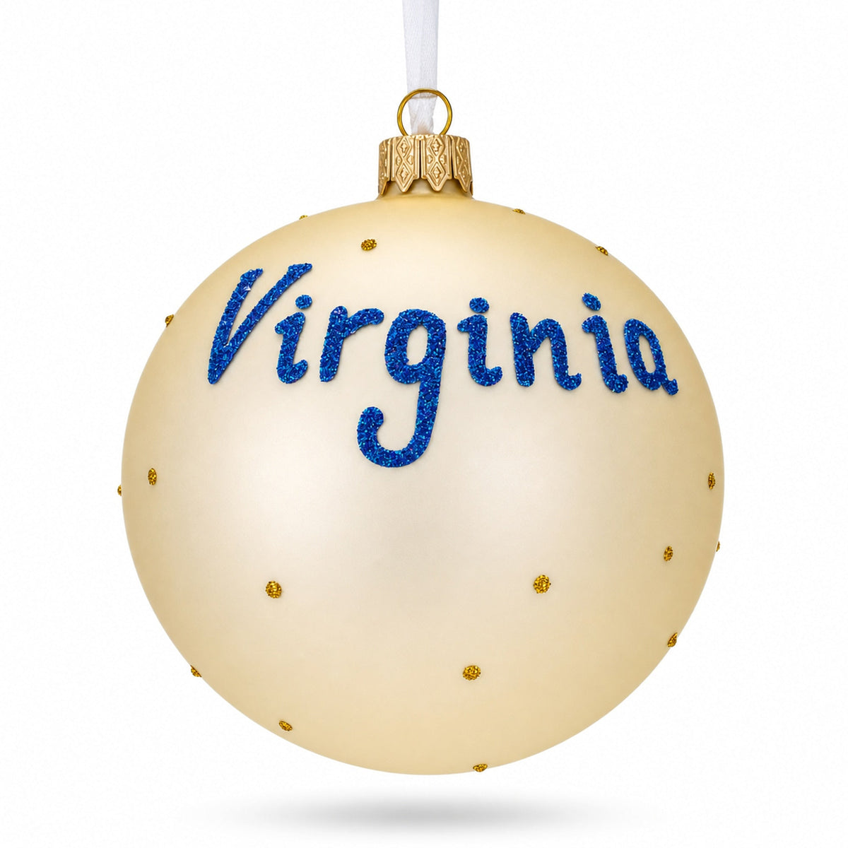 Virginia State, USA Glass Ball Christmas Ornament 4 Inches