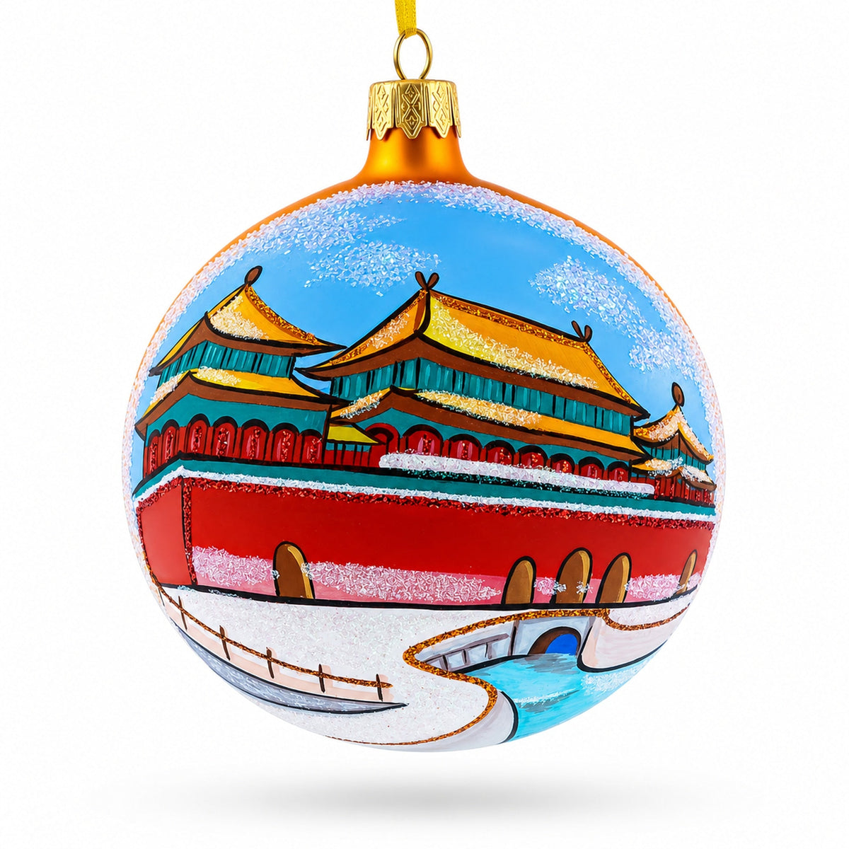 Forbidden City, Beijing, China Glass Ball Christmas Ornament 4 Inches