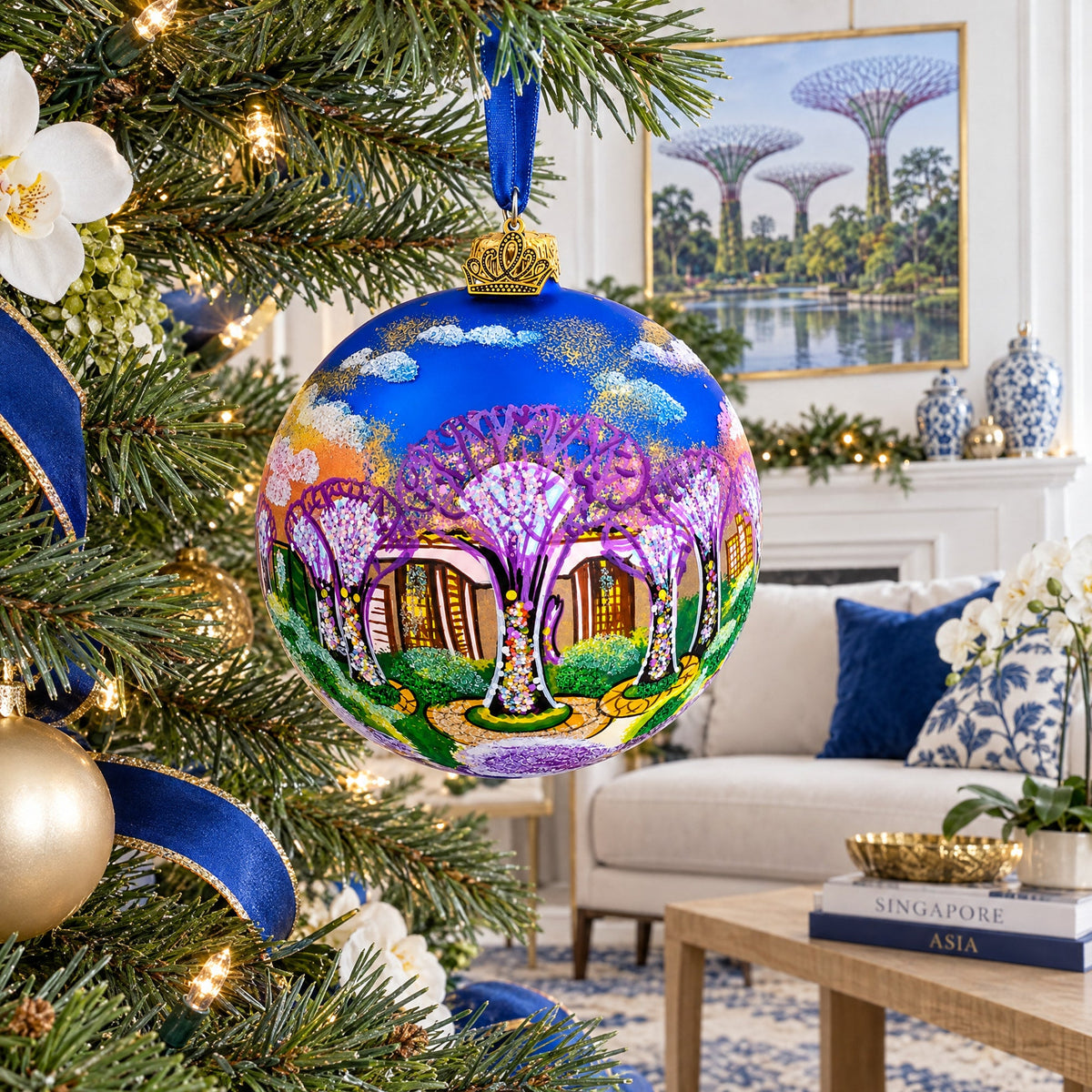 Botanic Gardens, Singapore Glass Ball Christmas Ornament 4 Inches