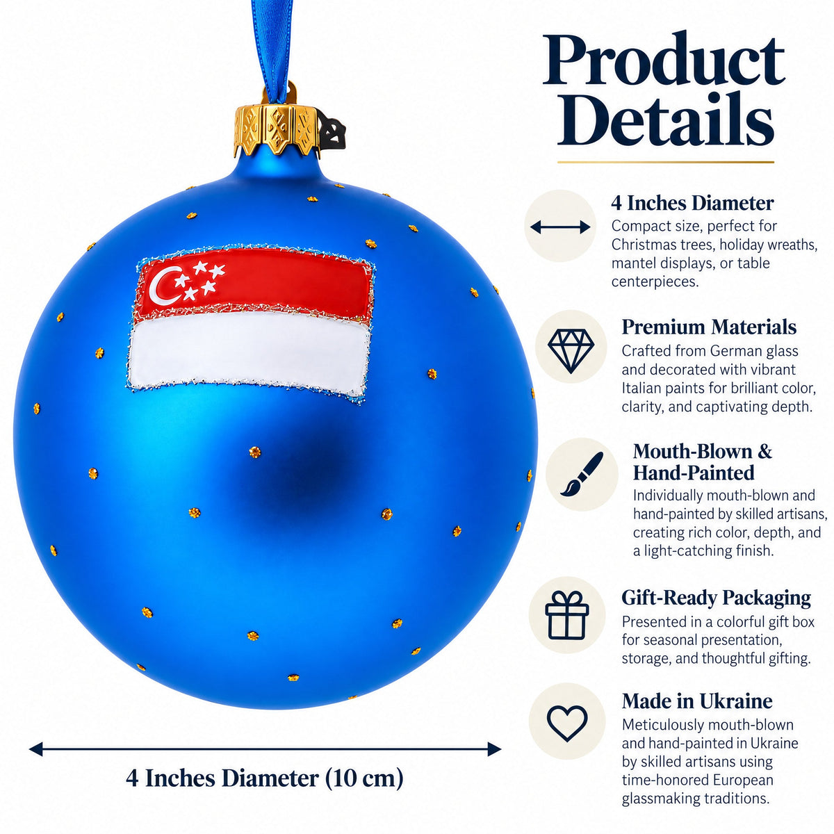 Botanic Gardens, Singapore Glass Ball Christmas Ornament 4 Inches