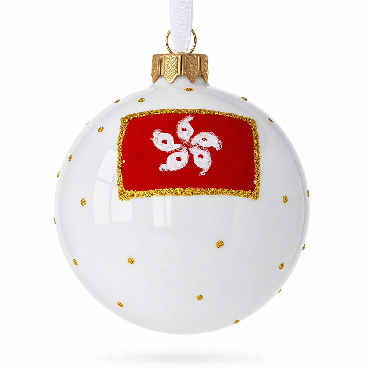 Tian Tan Buddha (Big Buddha), Hong Kong Glass Ball Christmas Ornament 3.25 Inches