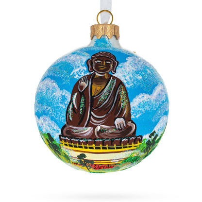 Tian Tan Buddha (Big Buddha), Hong Kong Glass Ball Christmas Ornament 3.25 Inches