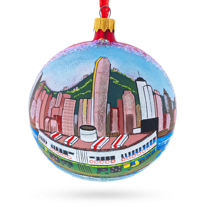Star Ferry, Hong Kong Glass Ball Christmas Ornament 4 Inches