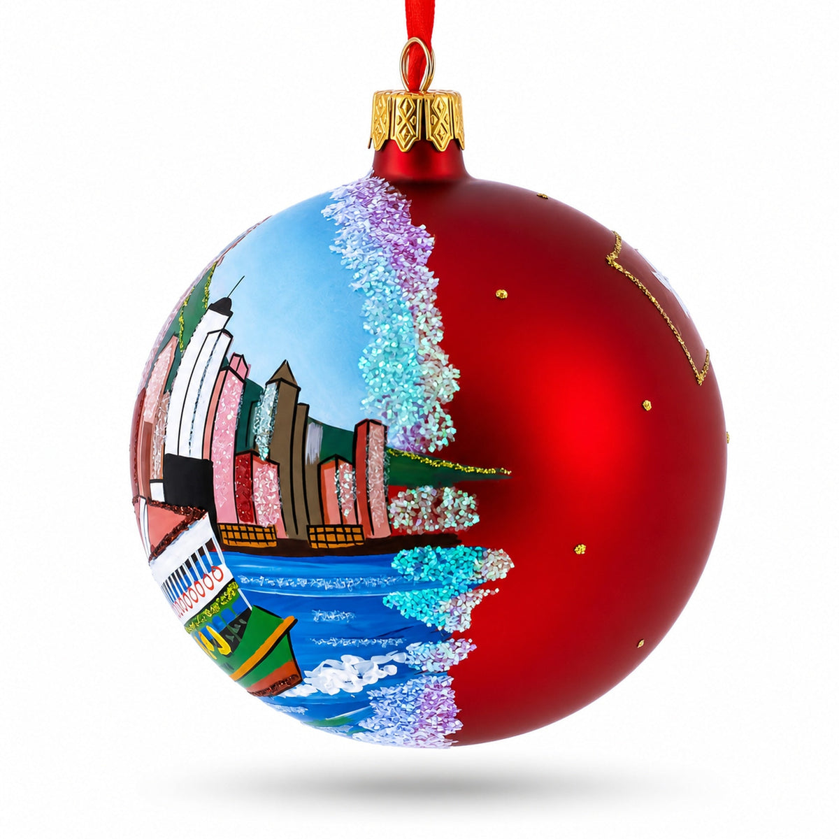 Star Ferry, Hong Kong Glass Ball Christmas Ornament 4 Inches