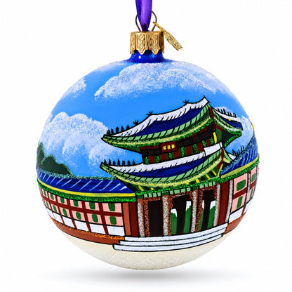 Gyeongbokgung Palace, Seoul, South Korea Glass Ball Christmas Ornament 4 Inches
