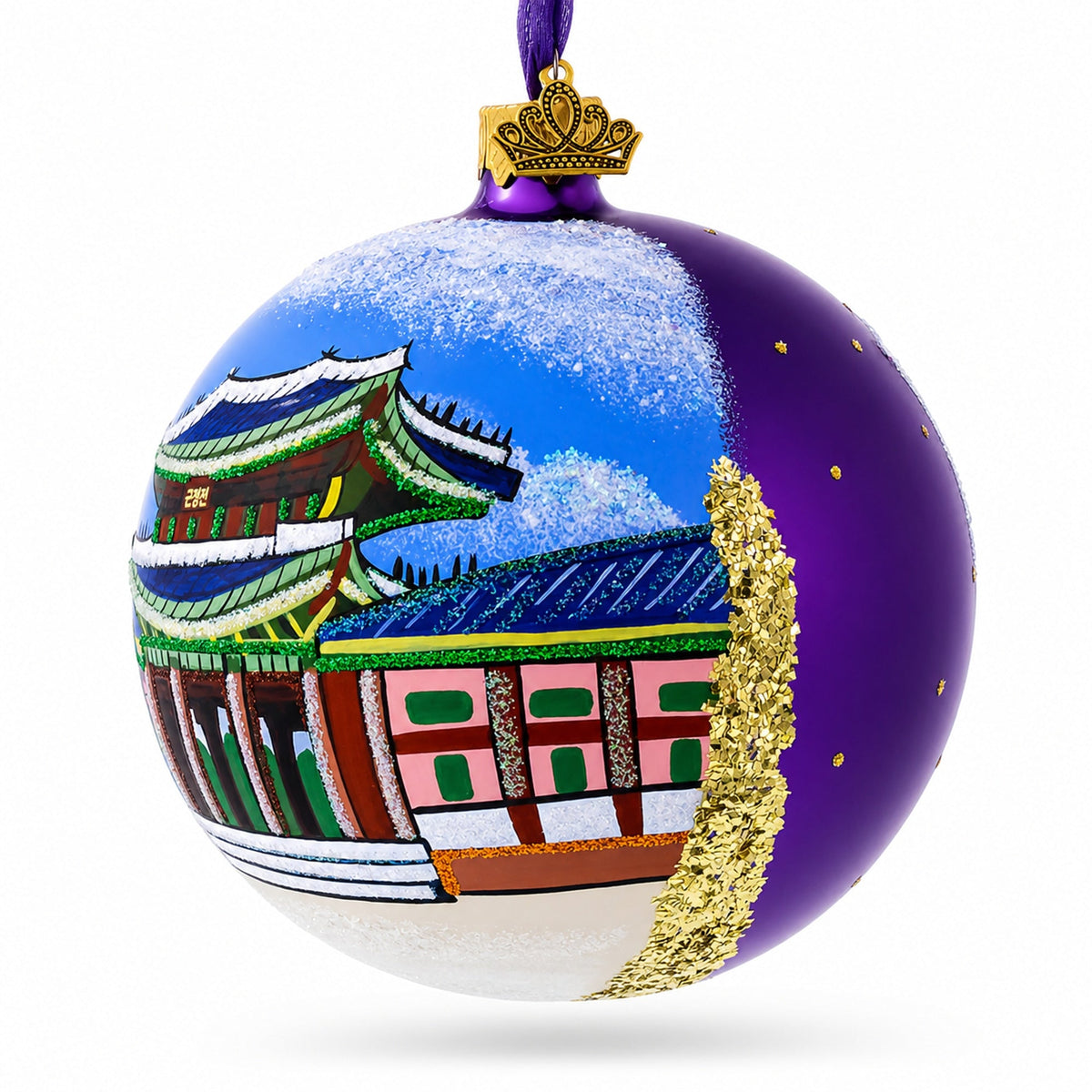 Gyeongbokgung Palace, Seoul, South Korea Glass Ball Christmas Ornament 4 Inches