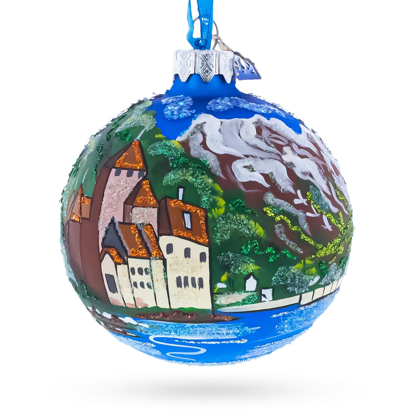 Chillon Castle, Lake Geneva, Switzerland Glass Ball Ornament 3.25 Inches