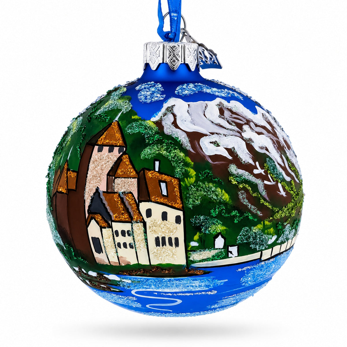 Chillon Castle, Lake Geneva, Switzerland Glass Ball Ornament 3.25 Inches