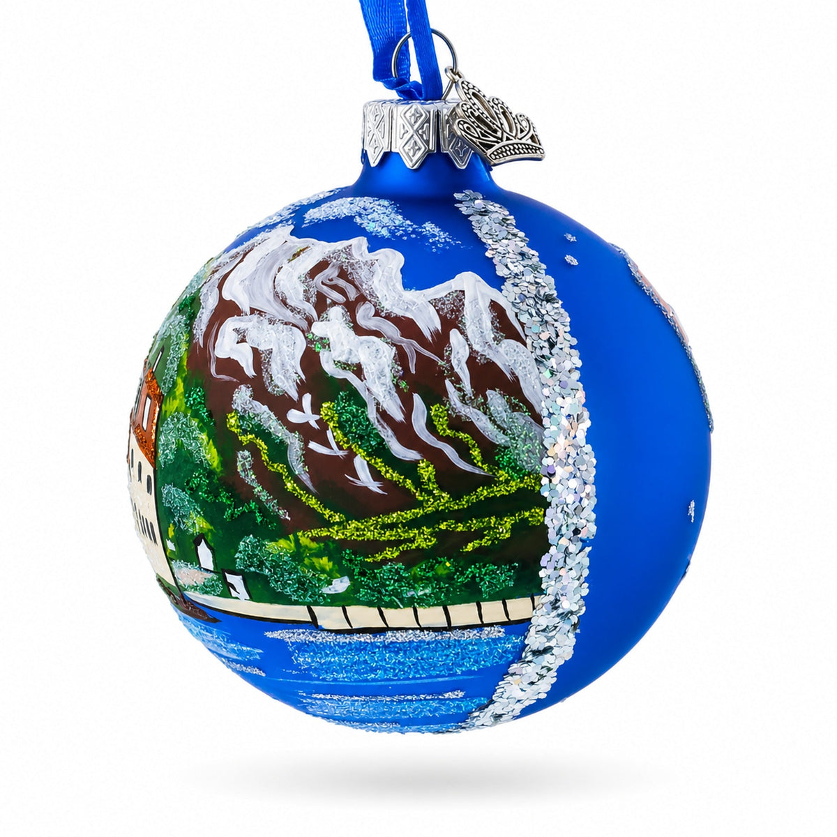 Chillon Castle, Lake Geneva, Switzerland Glass Ball Ornament 3.25 Inches