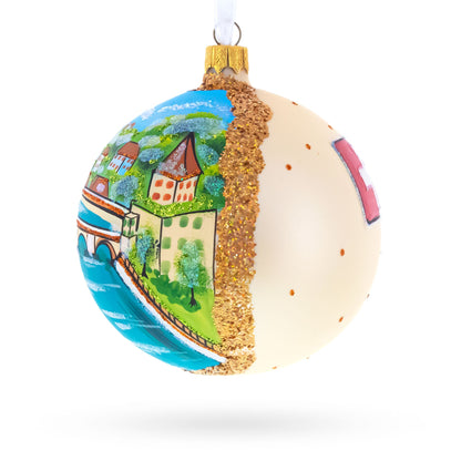 Old City, Bern, Switzerland Glass Ball Christmas Ornament 4 Inches