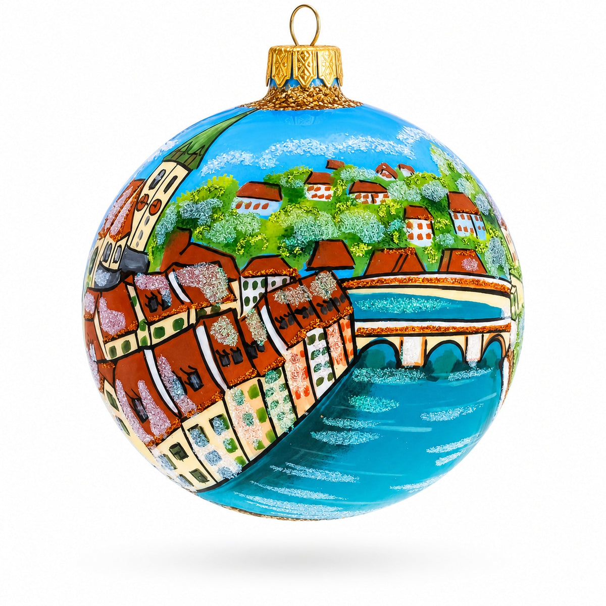Old City, Bern, Switzerland Glass Ball Christmas Ornament 4 Inches
