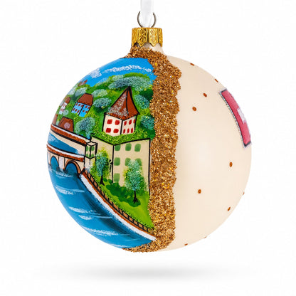 Old City, Bern, Switzerland Glass Ball Christmas Ornament 4 Inches
