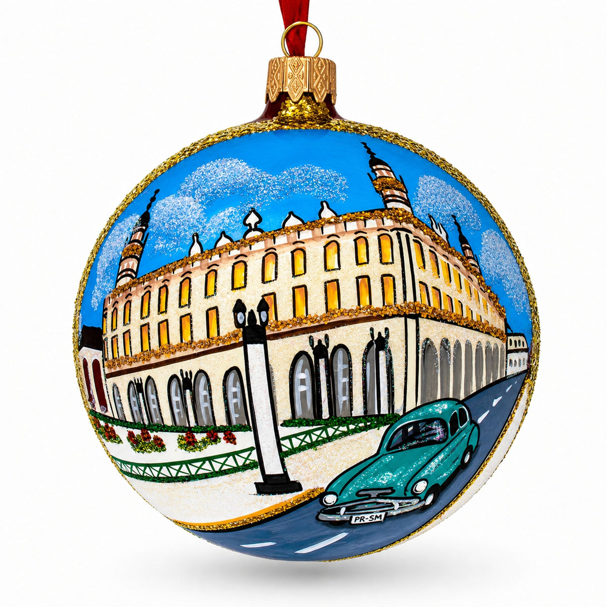 Old Havana, Havana, Cuba Glass Ball Christmas Ornament 4 Inches
