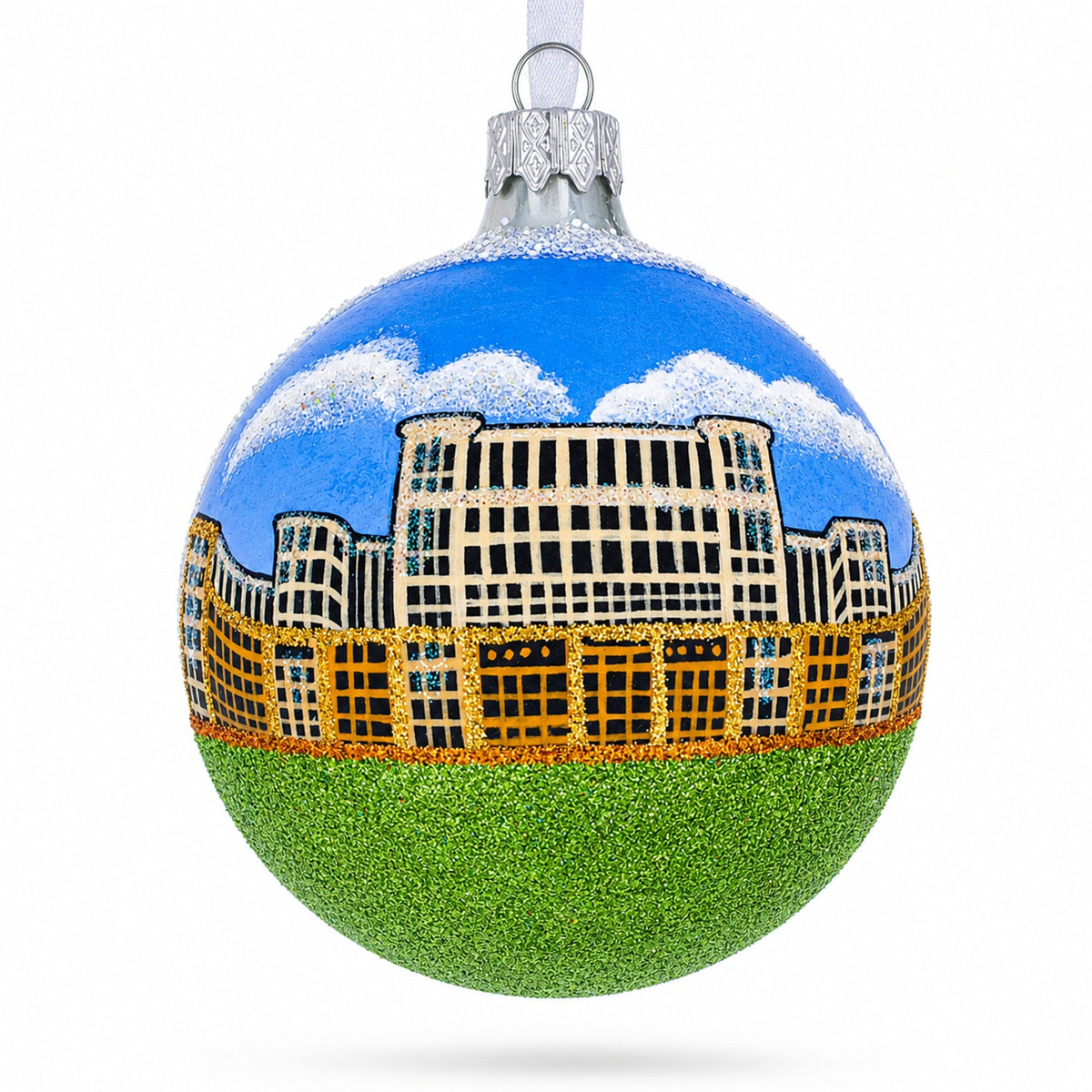Palace of Parliament, Bucharest, Romania Glass Ball Ornament 3.25 Inches