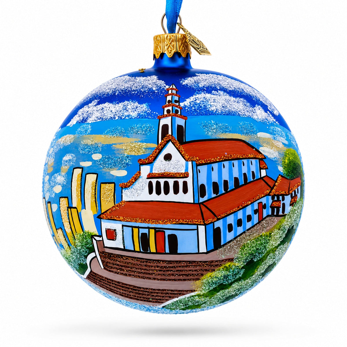 Mount Monserrate, Bogota, Colombia Glass Ball Christmas Ornament 4 Inches
