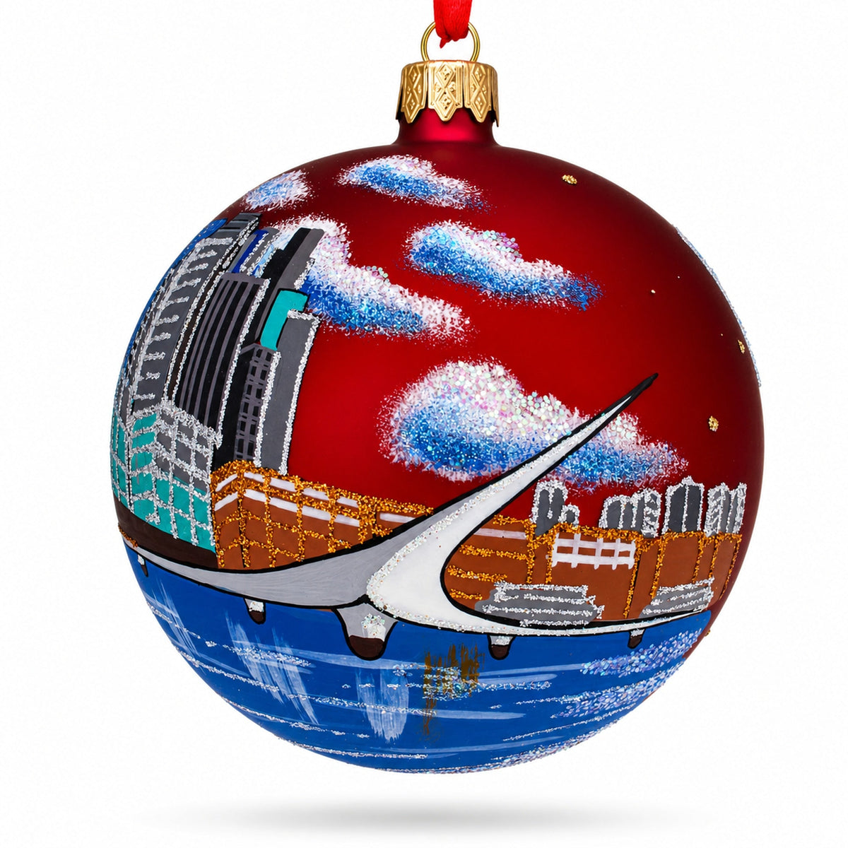 Puerto Madero, Buenos Aires, Argentina Glass Ball Christmas Ornament 4 Inches