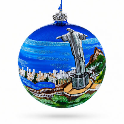 Corcovado Christ the Redeemer, Rio de Janeiro, Brazil Glass Christmas Ornament 4 Inches