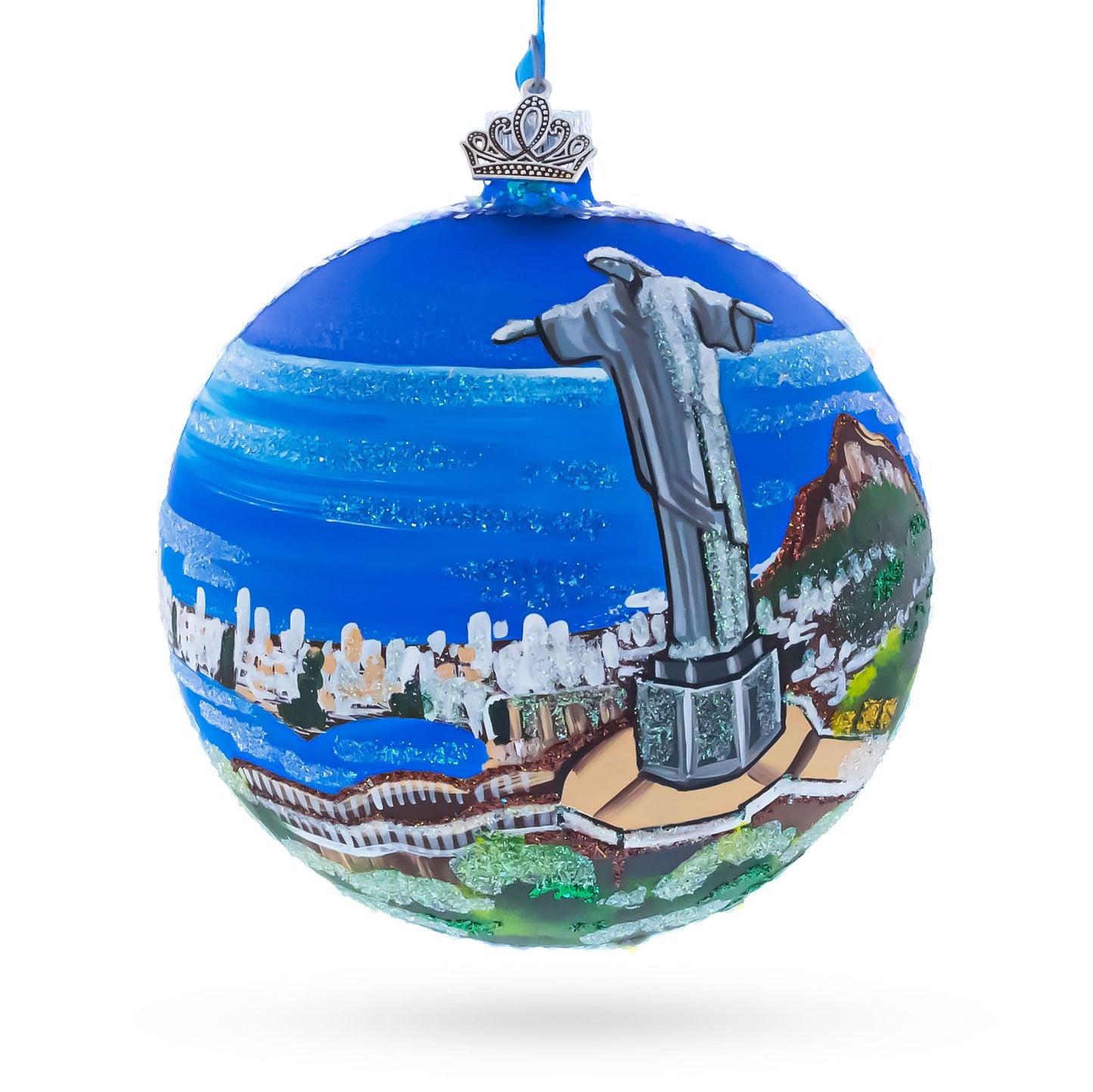 Corcovado Christ the Redeemer, Rio de Janeiro, Brazil Glass Christmas Ornament 4 Inches