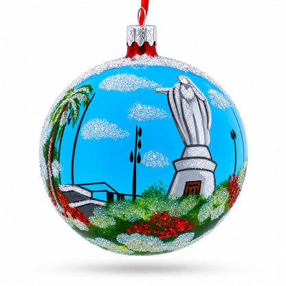 Cerro San Cristobal, Santiago, Chile Glass Ball Christmas Ornament 4 Inches