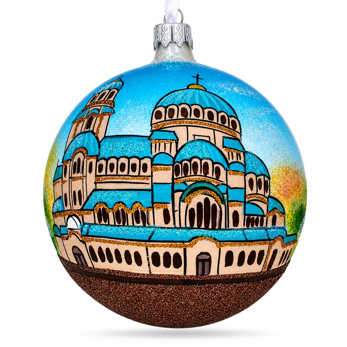 Nevski Cathedral, Sofia, Bulgaria Glass Ball Christmas Ornament 4 Inches