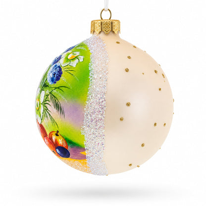Floral Vase with Apples Masterpiece Glass Ball Christmas Ornament 4 Inches
