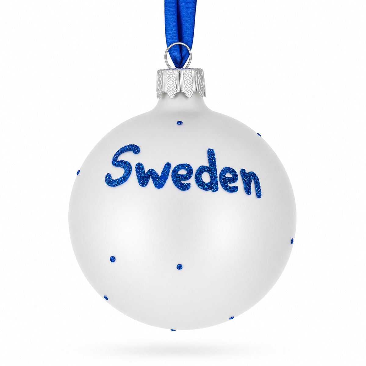Flag of Sweden Glass Ball Christmas Ornament 3.25 Inches