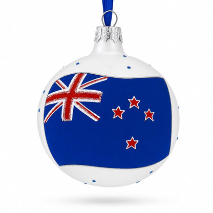 Flag of New Zealand Glass Ball Christmas Ornament 3.25 Inches