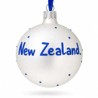 Flag of New Zealand Glass Ball Christmas Ornament 3.25 Inches