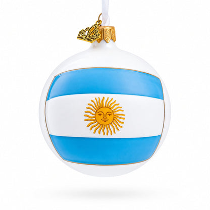 Flag of Argentina Glass Ball Christmas Ornament 3.25 Inches