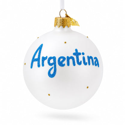 Flag of Argentina Glass Ball Christmas Ornament 3.25 Inches