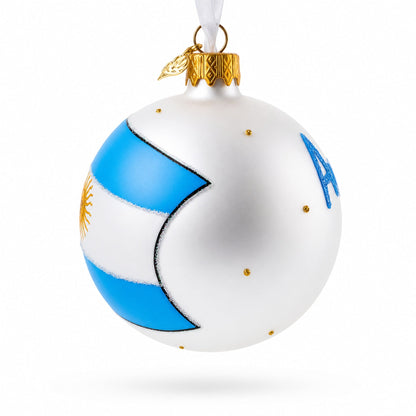 Flag of Argentina Glass Ball Christmas Ornament 3.25 Inches
