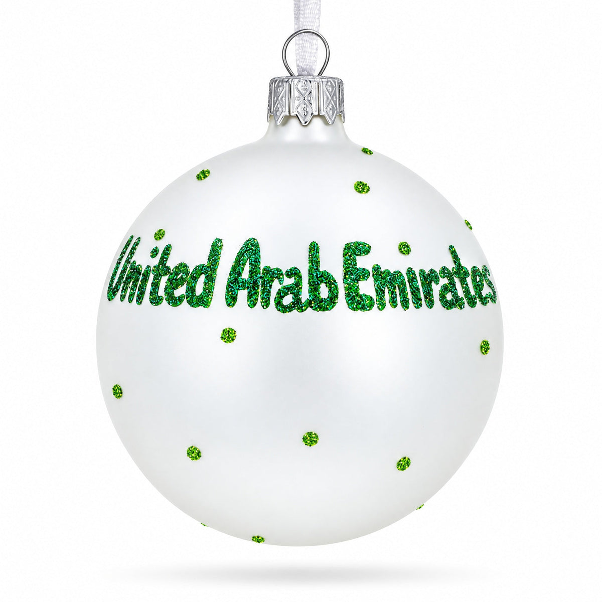 Flag of United Arab Emirates Glass Ball Christmas Ornament 3.25 Inches