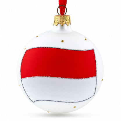 Flag of Indonesia Glass Ball Christmas Ornament 3.25 Inches