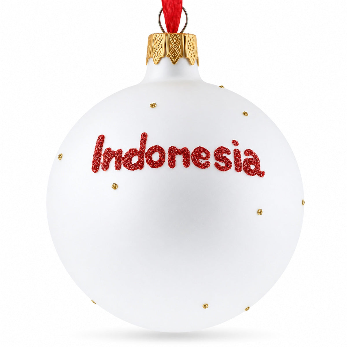 Flag of Indonesia Glass Ball Christmas Ornament 3.25 Inches