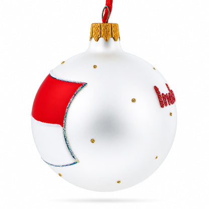 Flag of Indonesia Glass Ball Christmas Ornament 3.25 Inches