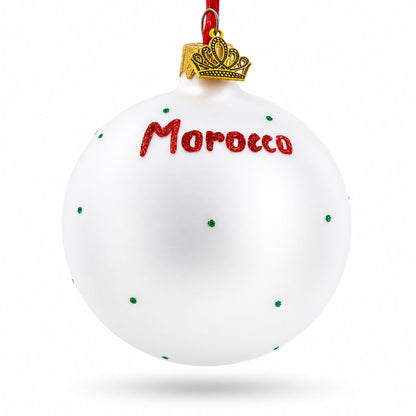 Flag of Morocco Glass Ball Christmas Ornament 3.25 Inches