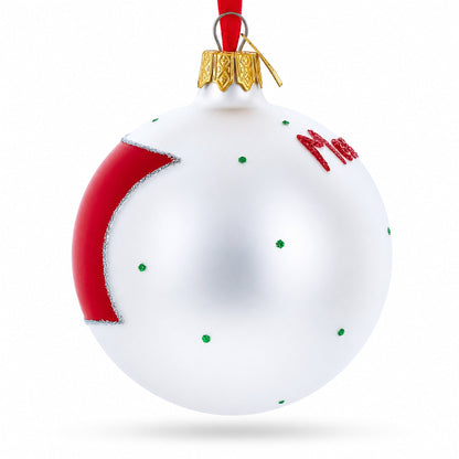 Flag of Morocco Glass Ball Christmas Ornament 3.25 Inches