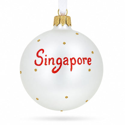 Flag of Singapore  Glass Ball Christmas Ornament 3.25 Inches