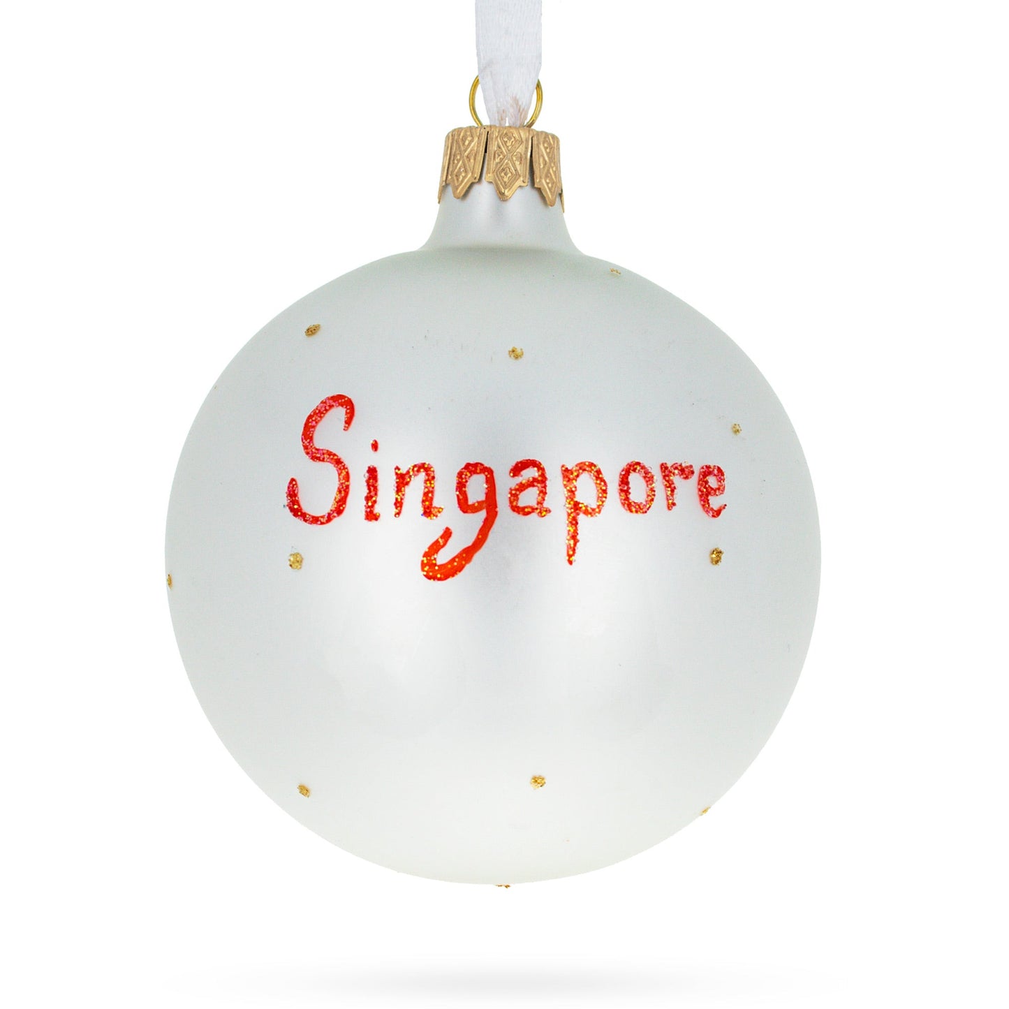 Flag of Singapore  Glass Ball Christmas Ornament 3.25 Inches