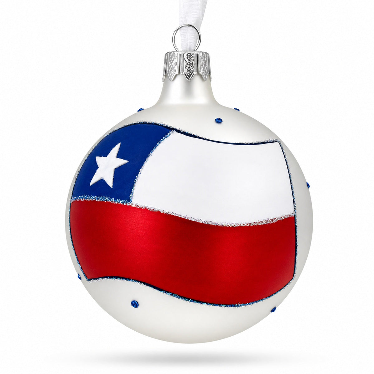 Flag of Chile Glass Ball Christmas Ornament 3.25 Inches