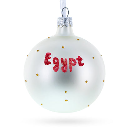 Flag of Egypt Glass Ball Christmas Ornament 3.25 Inches