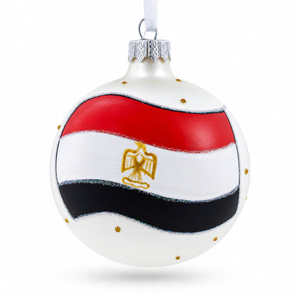 Flag of Egypt Glass Ball Christmas Ornament 3.25 Inches
