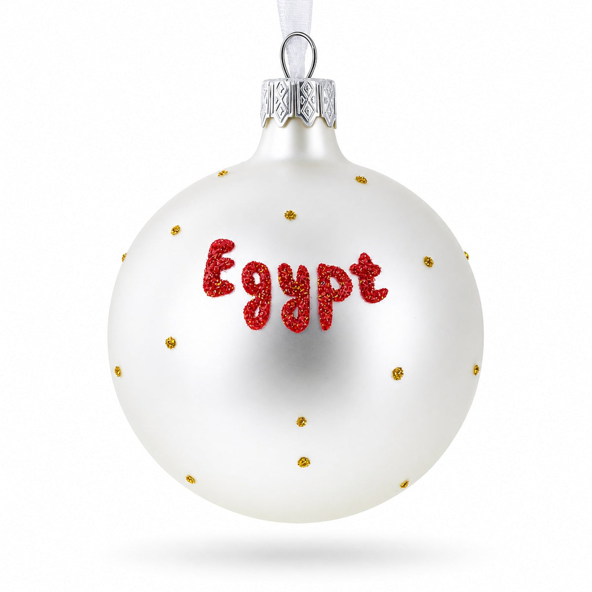 Flag of Egypt Glass Ball Christmas Ornament 3.25 Inches