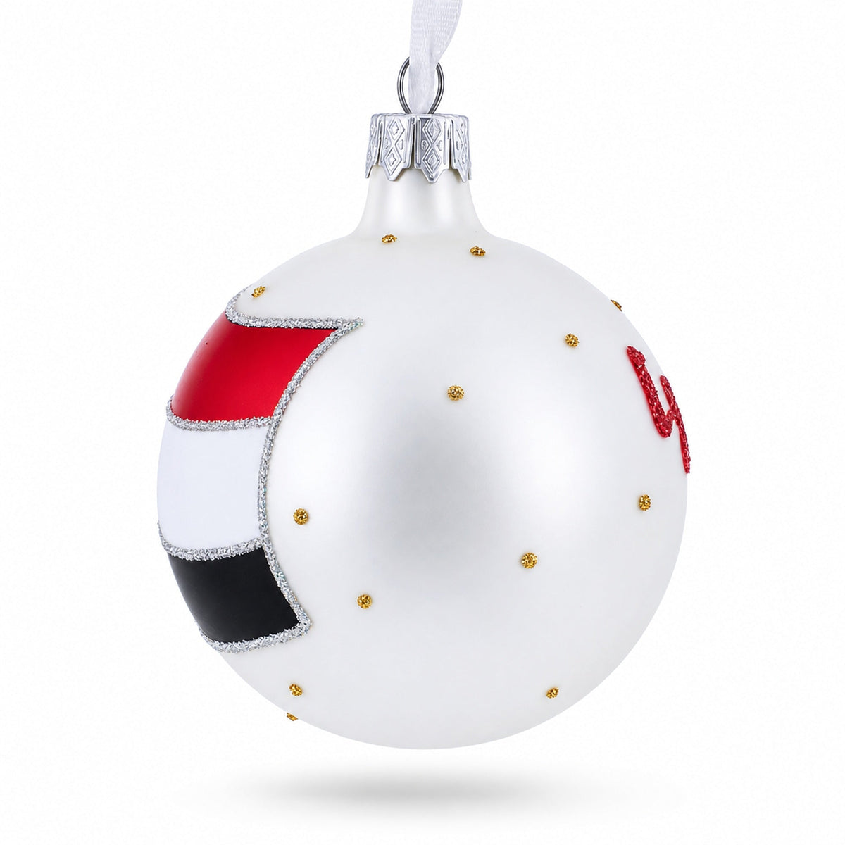 Flag of Egypt Glass Ball Christmas Ornament 3.25 Inches