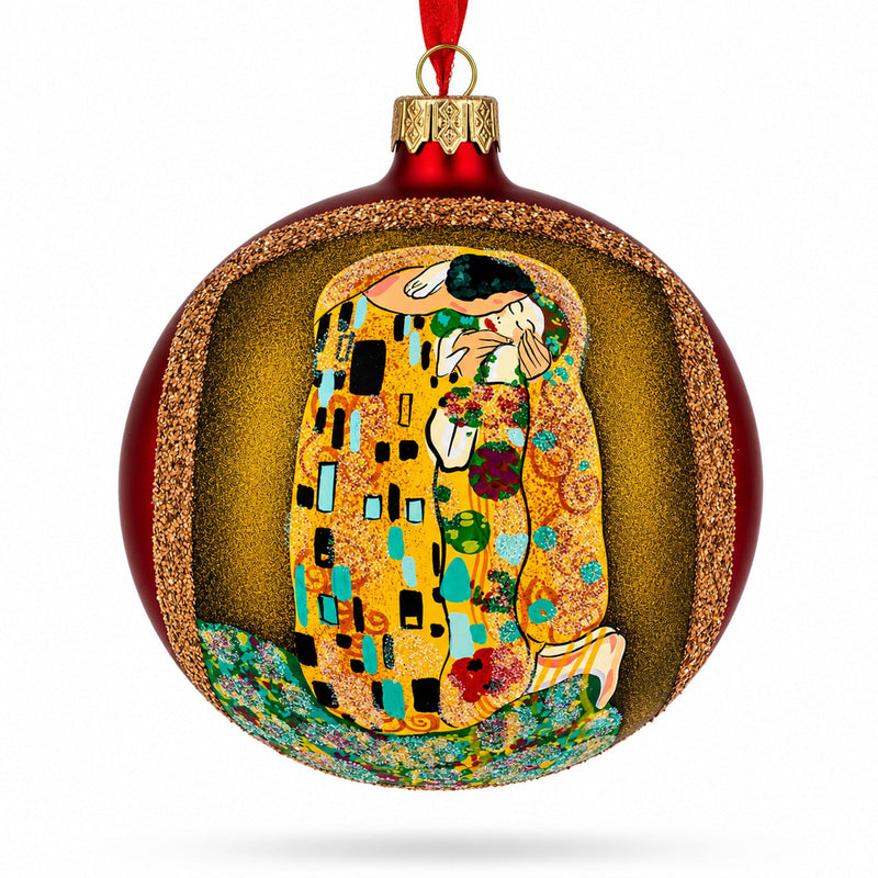 1908 'The Kiss' by Gustav Klimt Art Nouveau Masterpiece Glass Ball Christmas Ornament 4 Inches