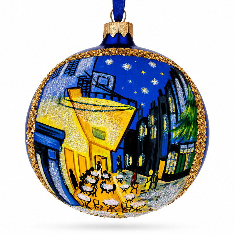 1888 'Cafe Terrace at Night' by Vincent Van Gogh Glass Ball Christmas Ornament 4 Inches