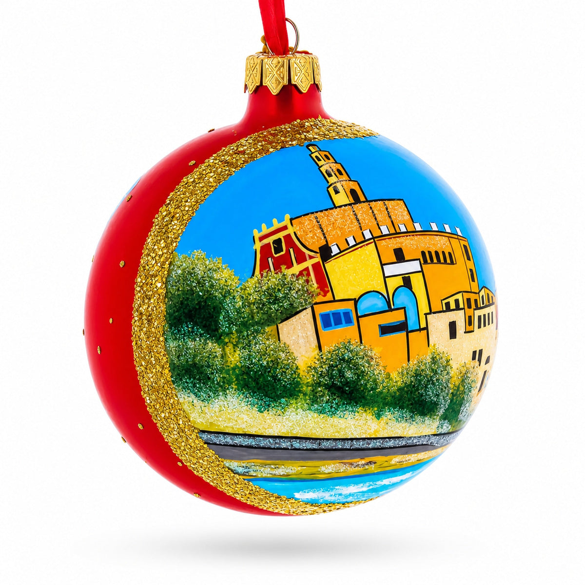 Jaffa Old City, Tel Aviv, Israel Glass Ball Christmas Ornament 4 Inches