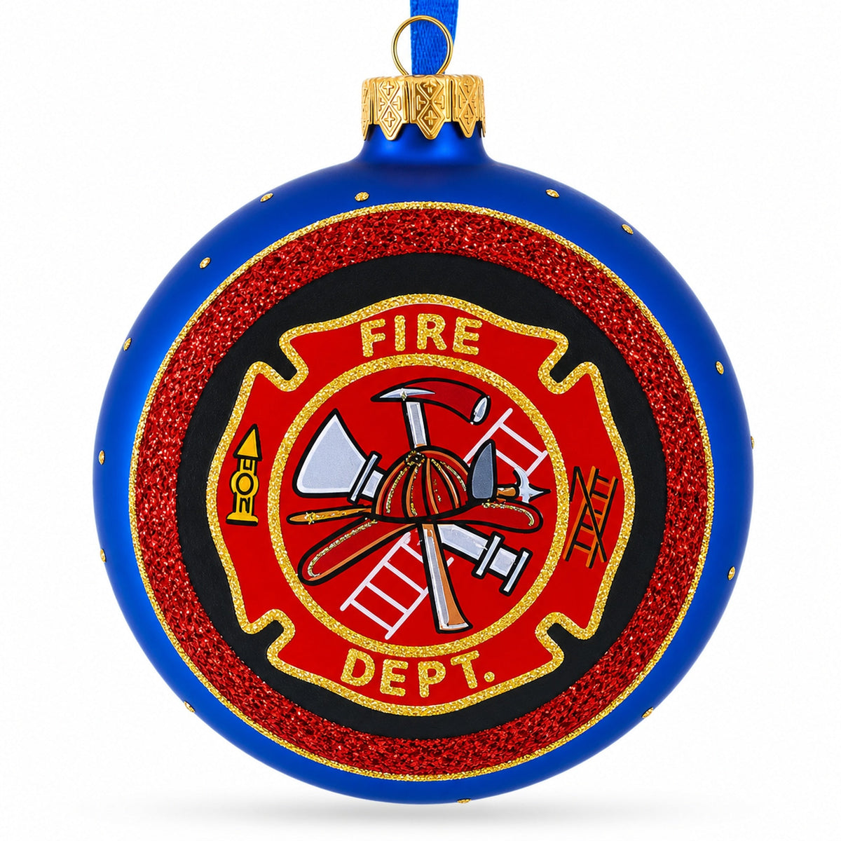 Fire Department Glass Ball Christmas Ornament 4 Inches