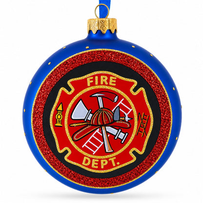 Fire Department Glass Ball Christmas Ornament 4 Inches